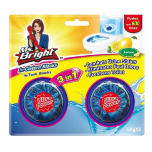Ms.Bright In-Cistern Blocks Lemon 50gm (2 Pieces)
